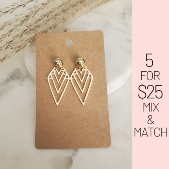 Jewelry - 5 for $25 Gold Color Double Sided Earrings